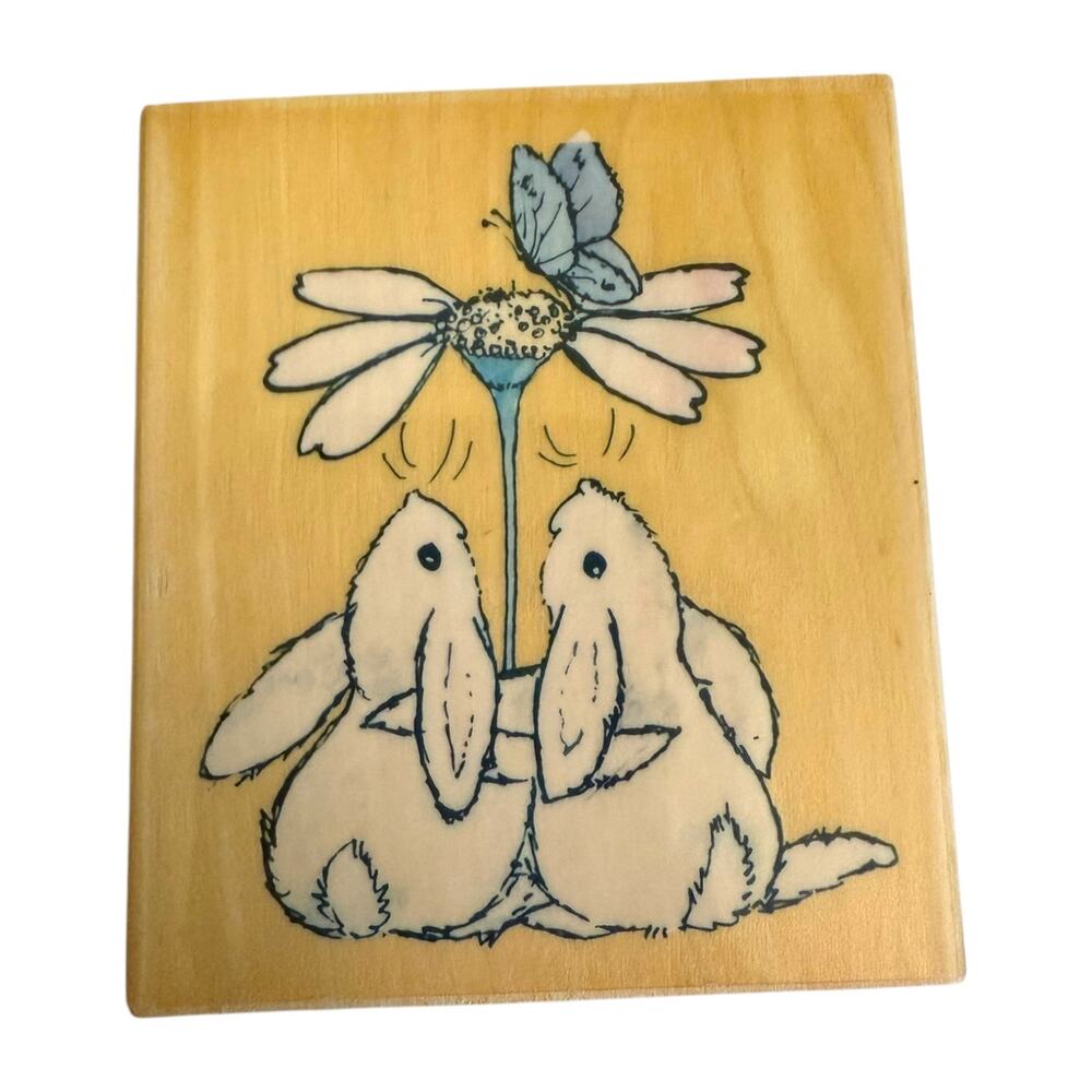 Penny Black Sharing Spring 3613J Bunny Flower Butterfly Rubber Stamp